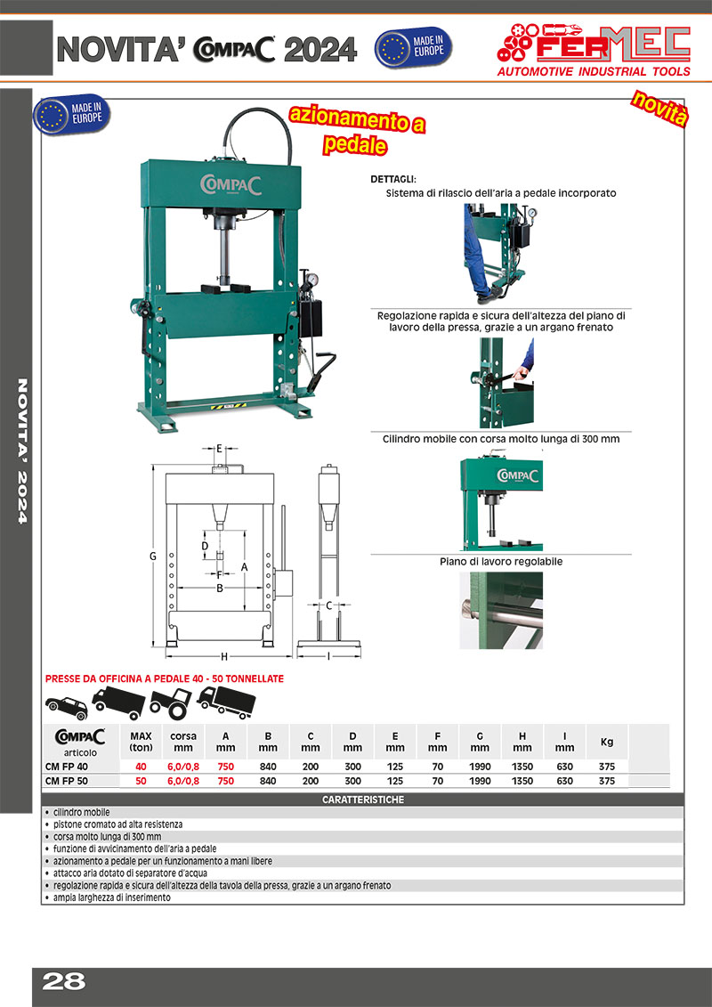 Presse da officina a pedale 40 - 50 tonnellate